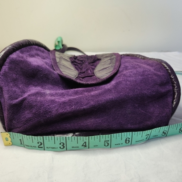 80s Croc Suede Leather Bucket Purse - Picture 12 of 14